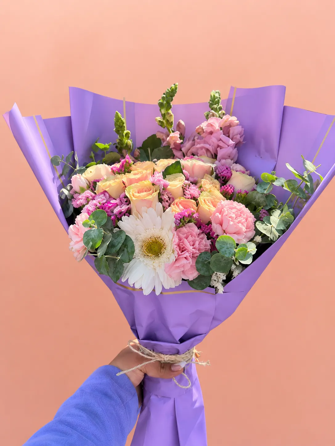 15 rosas con gerbera y baby breath – DA'Flores
